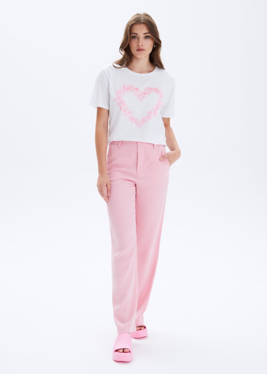 Heart Petals Wide T-Shirt - White