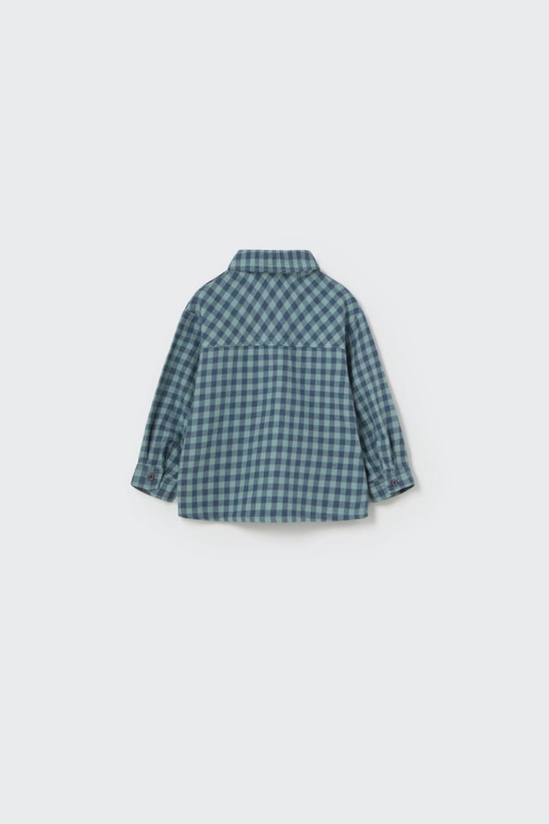 Gingham Flannel Baby Shirt Artic Blue