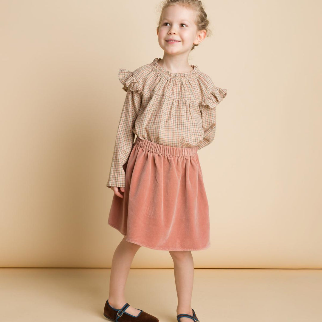 Girls Coral Skirt - Blush Velvet