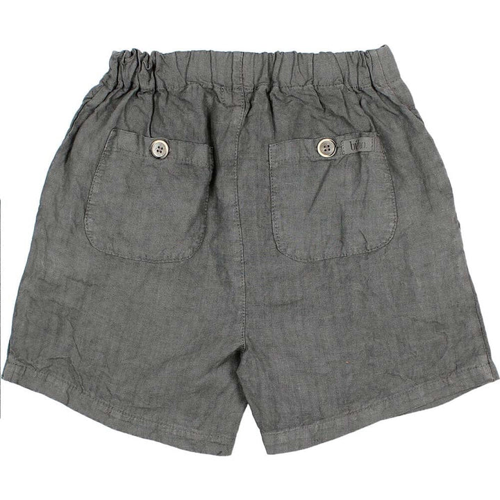 Button Linen Short Pants with Pockets - Graphite Shorts Buho 