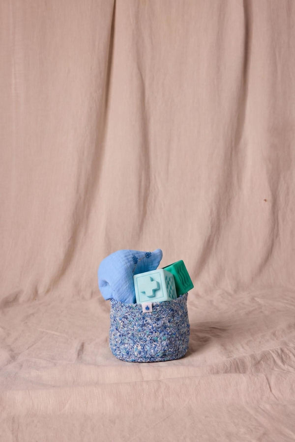 Esma Scrap-Crochet Basket - Azure Blue