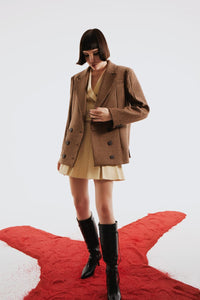 Cotton Big Shoulder Women Blazer Jacket