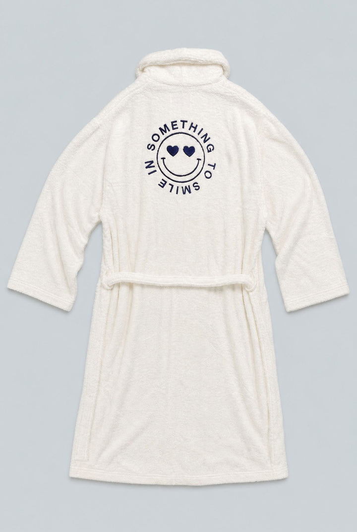 Something To Smile In Adult Robe - White/Navy