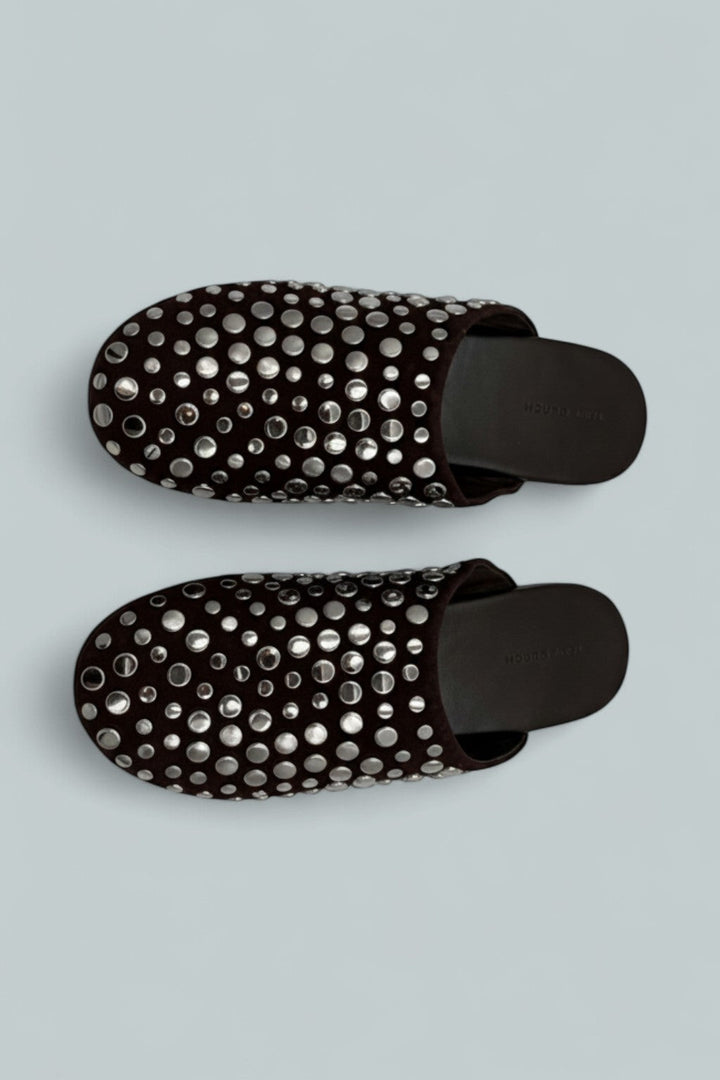 Studded Mules - Dark Cocoa