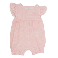 Ruffle Romper - Pink Basketweave