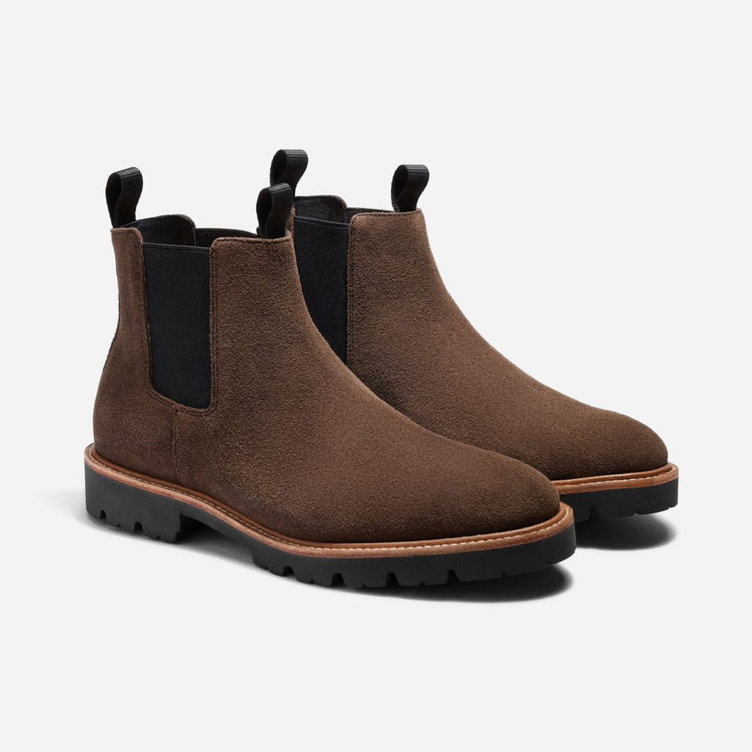 Nisolo Men's Go-To Chelsea Boot - Umber Brown Suede - Imperfect Boots Surprise Box