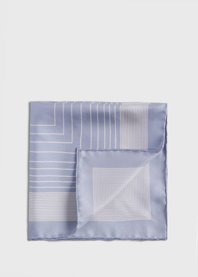 Square Pattern Silk Pocket Square - Silver