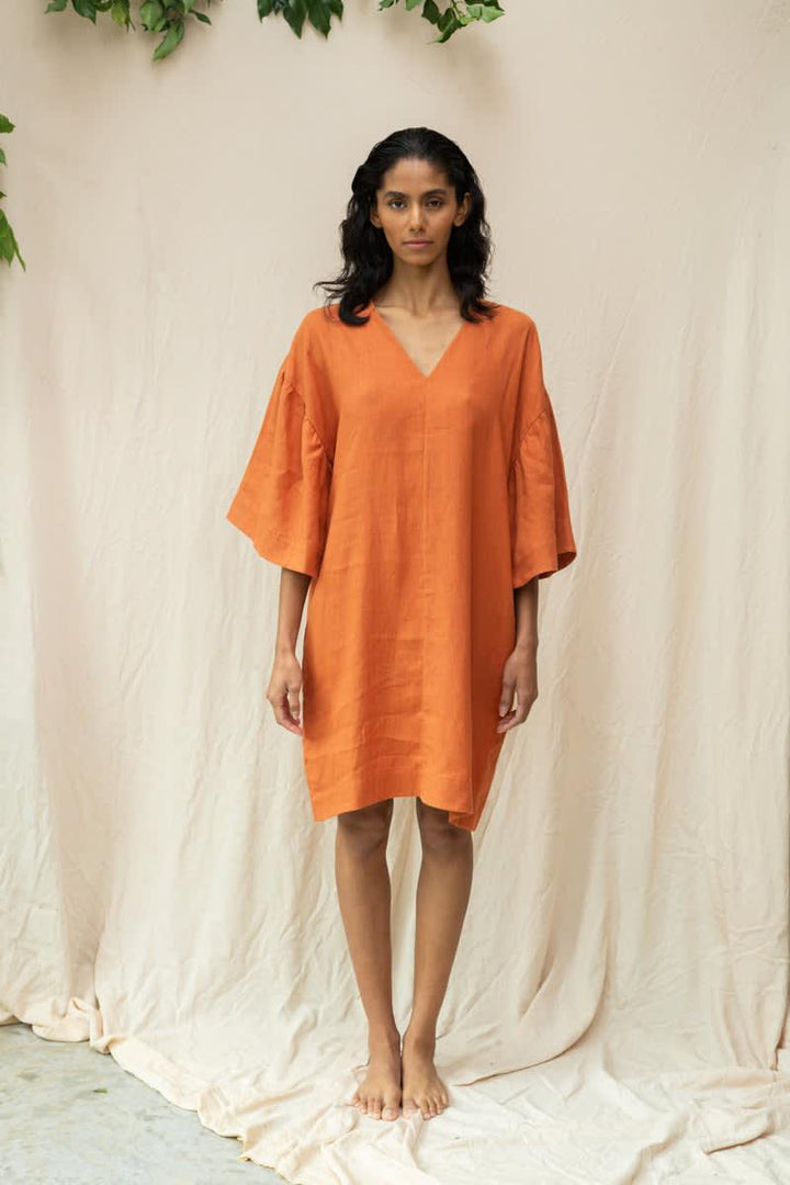 Isolde-May Linen Dress - Terracotta