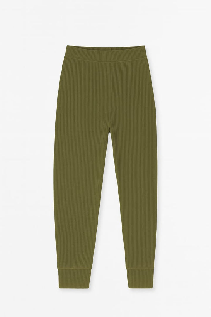 Fir Green Womens Waffle Lounge Pants
