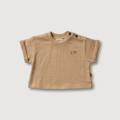 Organic Boxy Tee -  Almond Melange