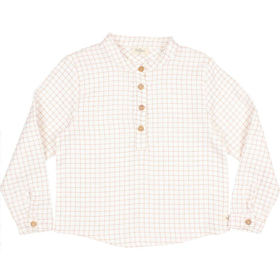 Half Button Down Mini Check Shirt - Terracotta Shirts Buho 