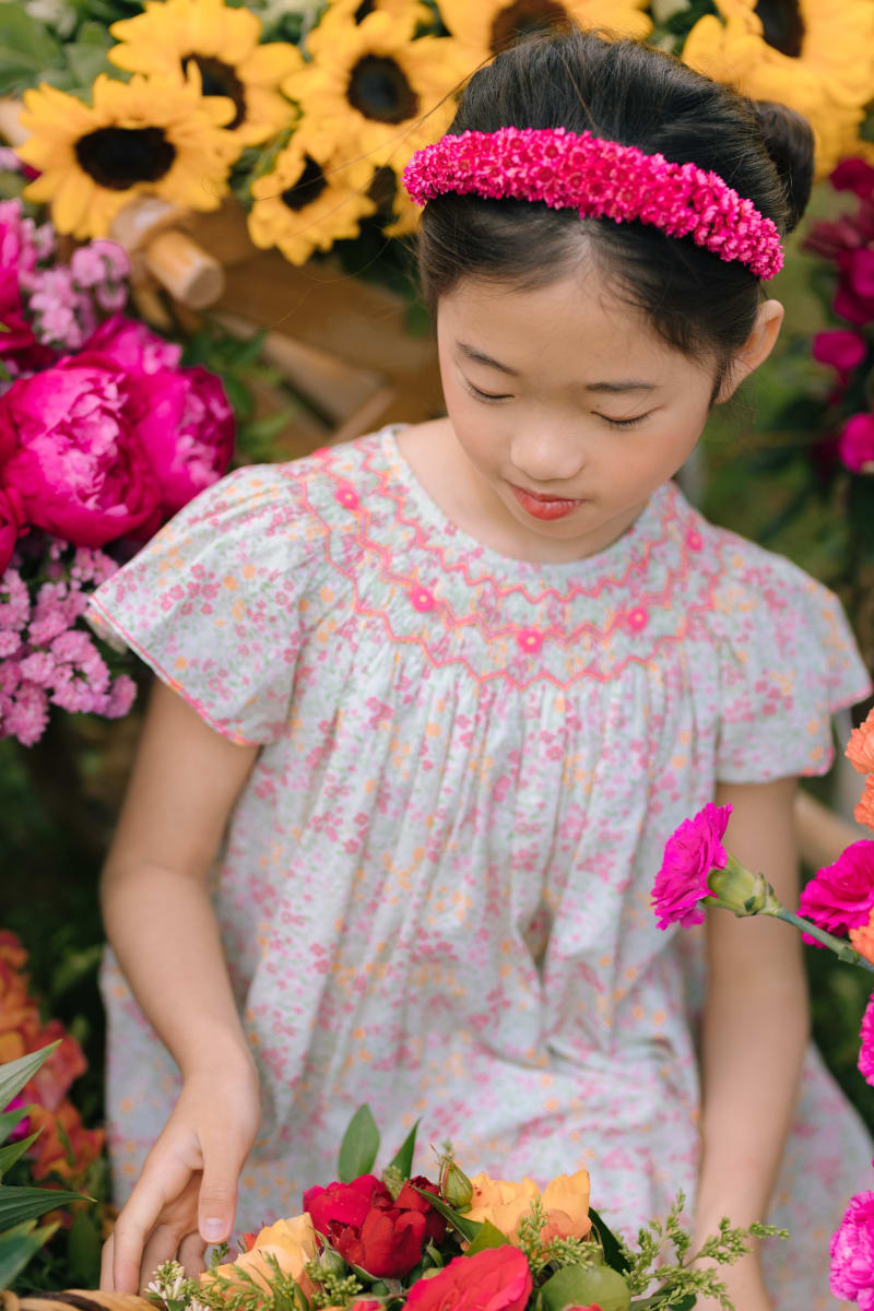 Prune Frills Bishop Dress - Floral