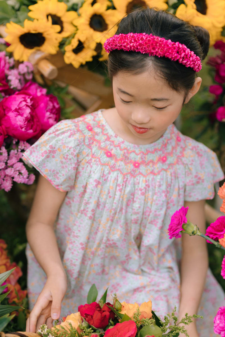 Prune Frills Bishop Dress - Floral