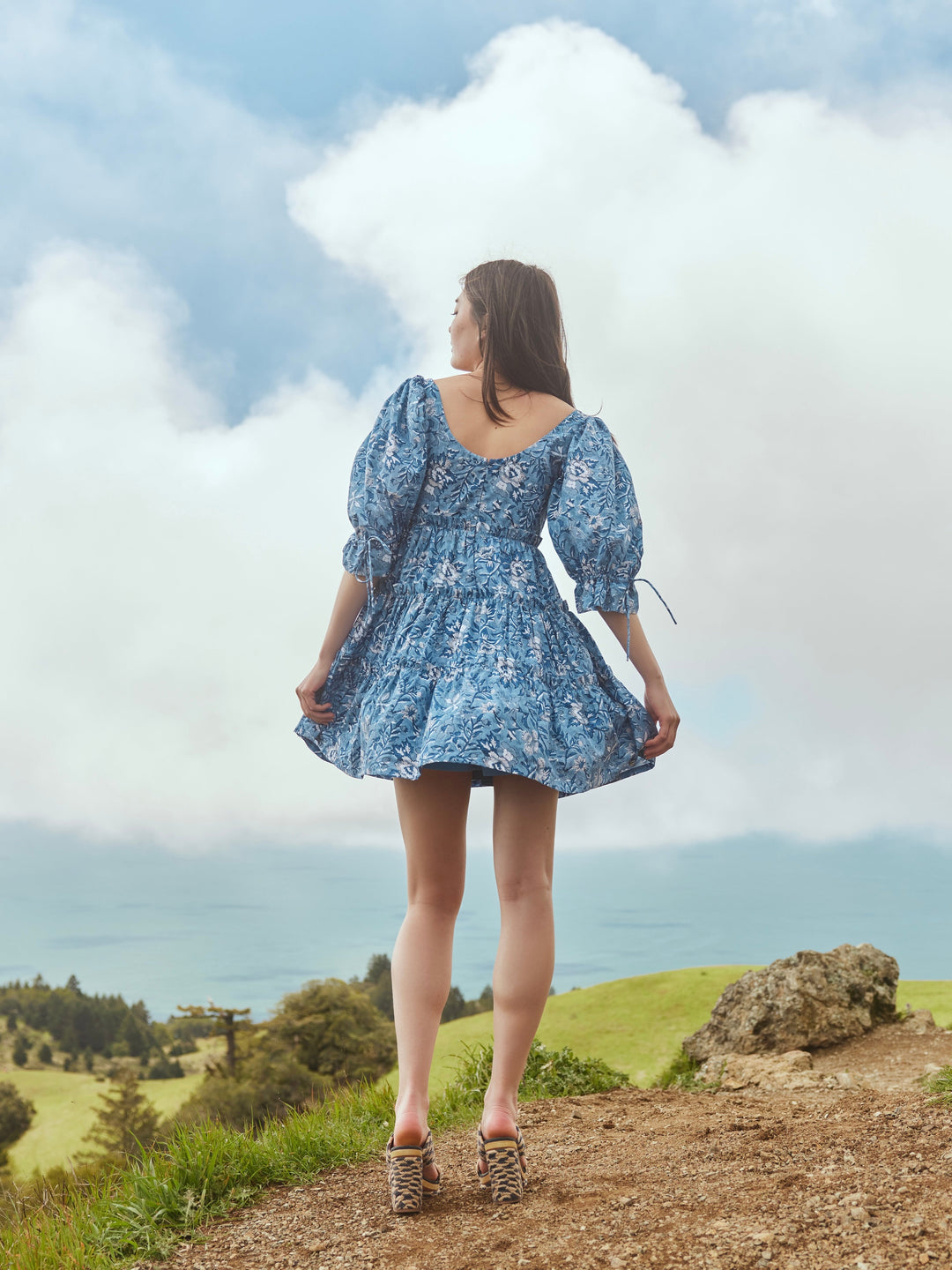 Julia Puff Sleeve Mini Dress - Ultramarine Floral