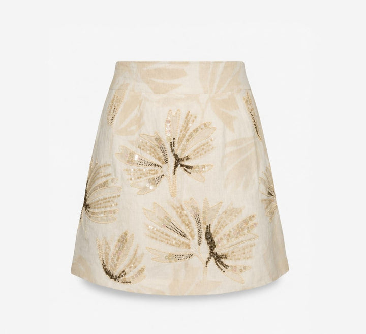 Melodie Skirt - White Neutral Large Batik Palm