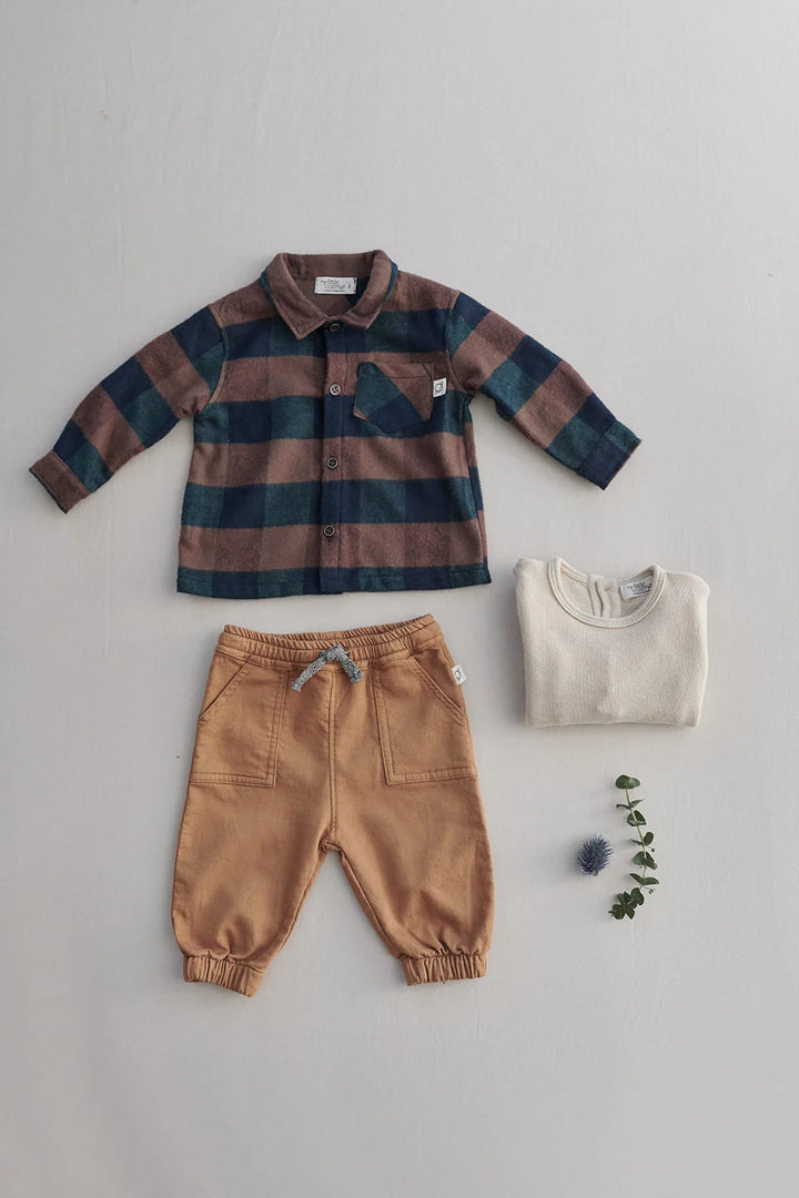 Cotton fleece baby pants - Oil