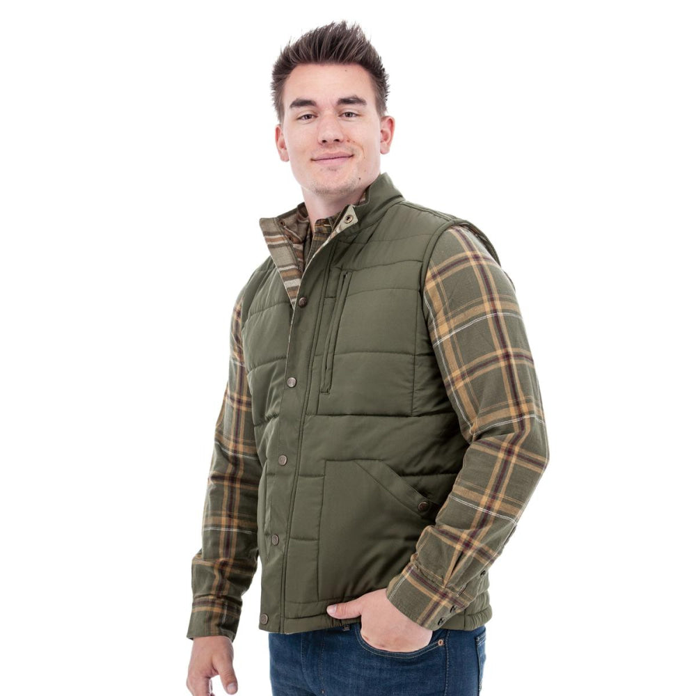 Jameson Recycled Quilted Vest - Olive - Vest