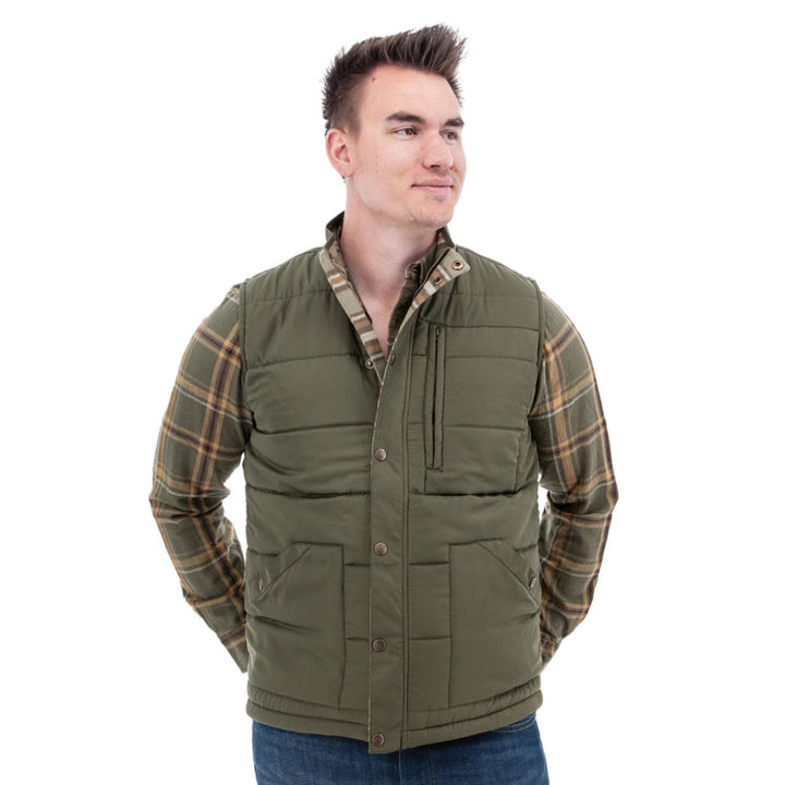 Jameson Recycled Quilted Vest - Olive - Vest