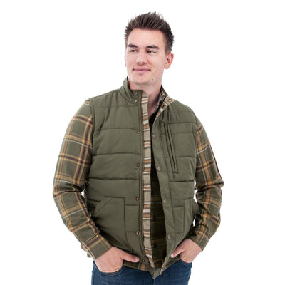 Jameson Recycled Quilted Vest - Olive - Vest