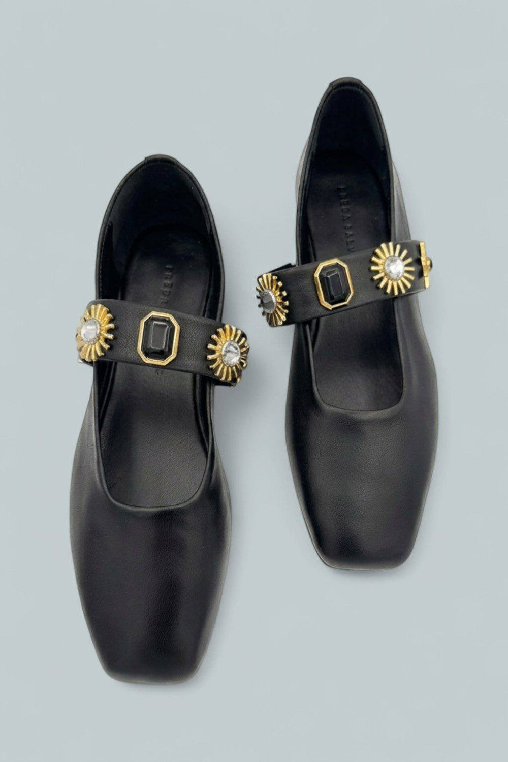 Jasmine Embellished Leather Flats - Black Embe - 6.5 - Mary Jane
