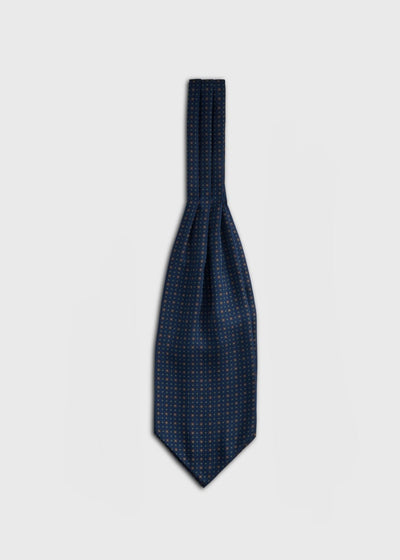 Micro Medallion Print Ascot - Navy