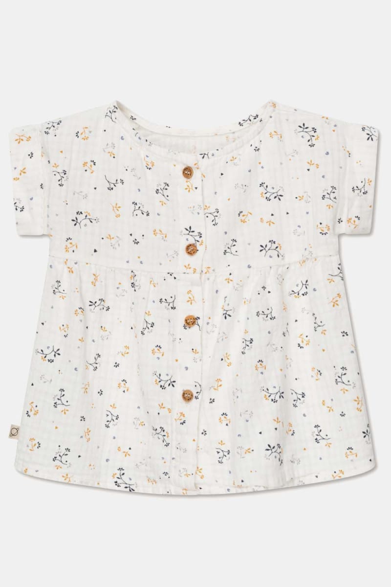 Muslin Floral Baby Dress - Ivory