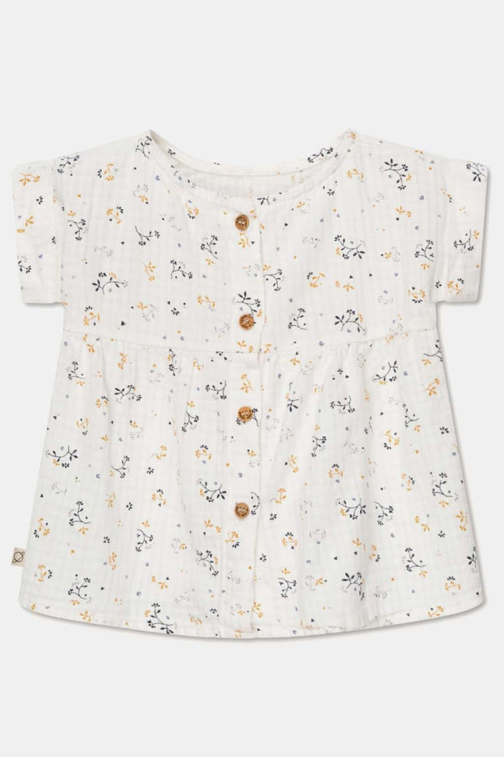 Muslin Floral Baby Dress - Ivory
