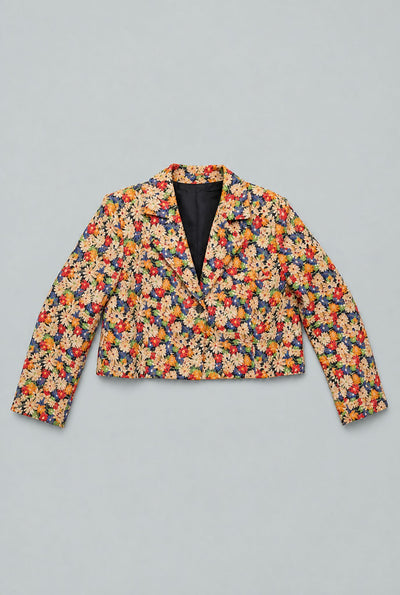 Floral Cropped Blazer - Black Combo