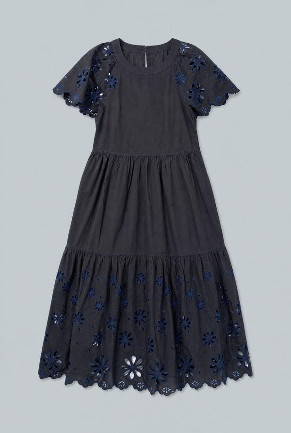 Embroidered Tiered Dress - Black Combo