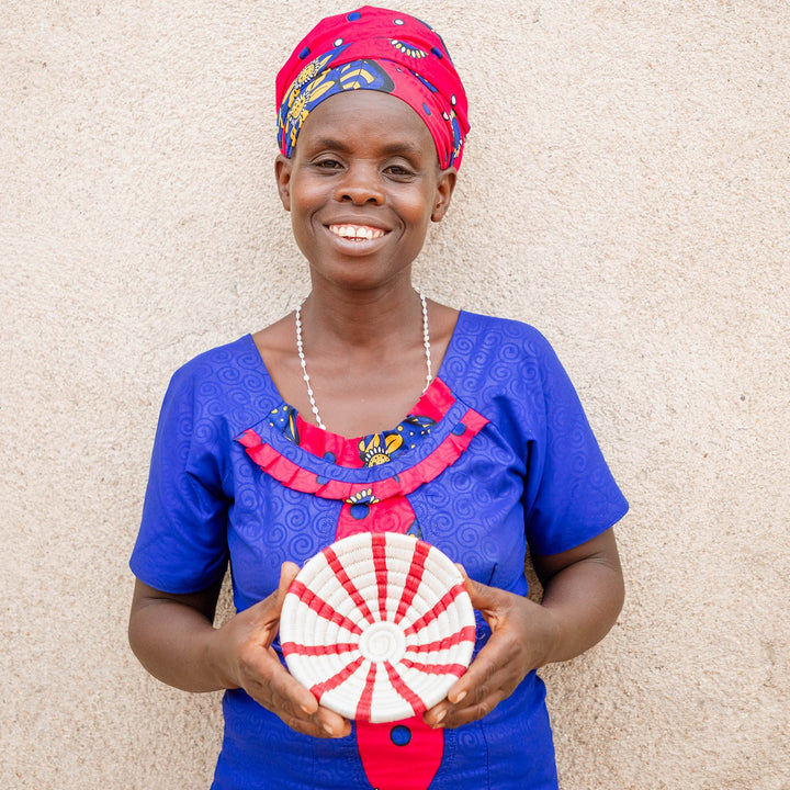 Holiday Woven Bowl - 6" - Peppermint