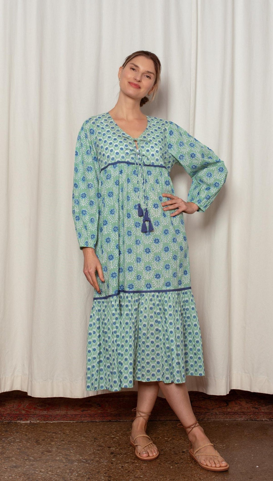 Ophelia & Indigo Evie Dress - Green and Blue Azalea XS Ophelia & Indigo Evie Dress - Green and Blue Azalea XS