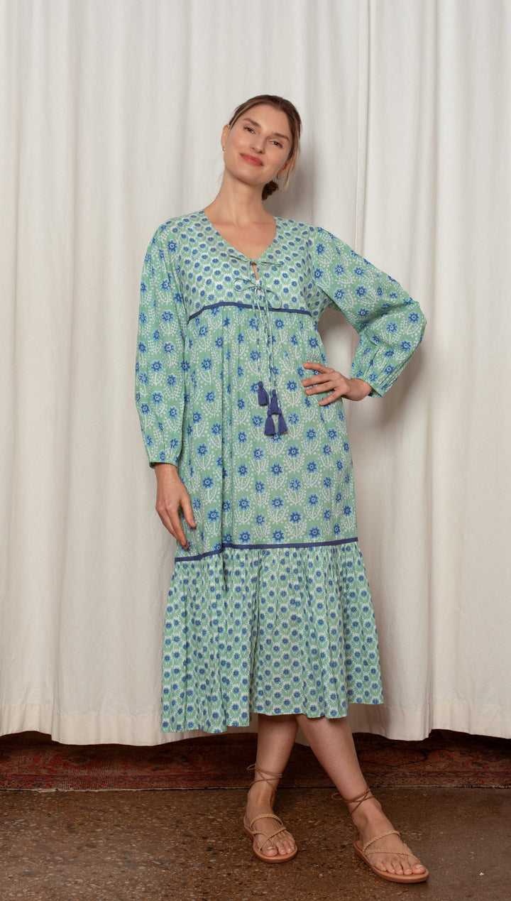 Evie Dress - Green and Blue Azalea