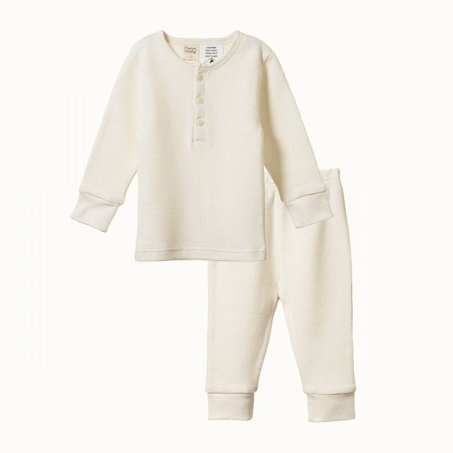 Waffle Long Sleeve PJ Set - Natural Sleepwear Nature Baby 