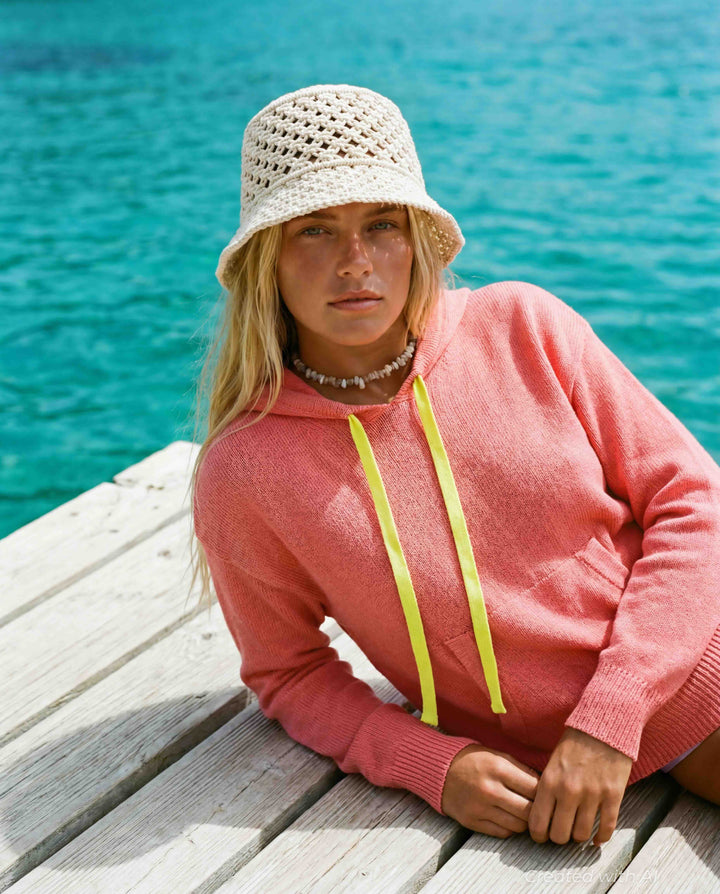 Jenna Pullover Hoodie - Coral - Hoodie
