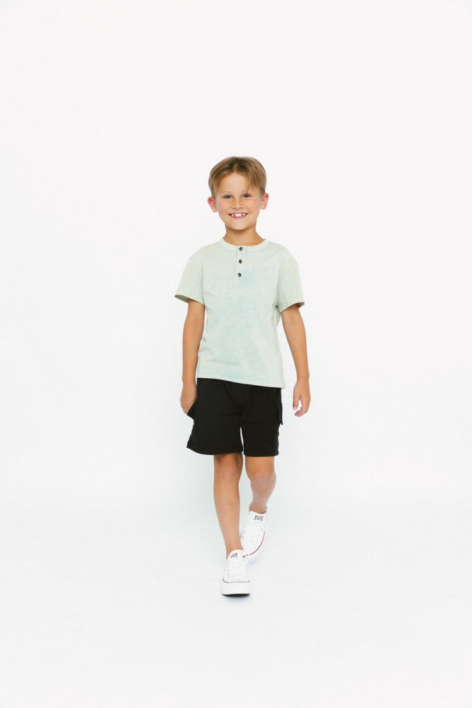 Jersey Henley Tee - Green Wash - T-shirt