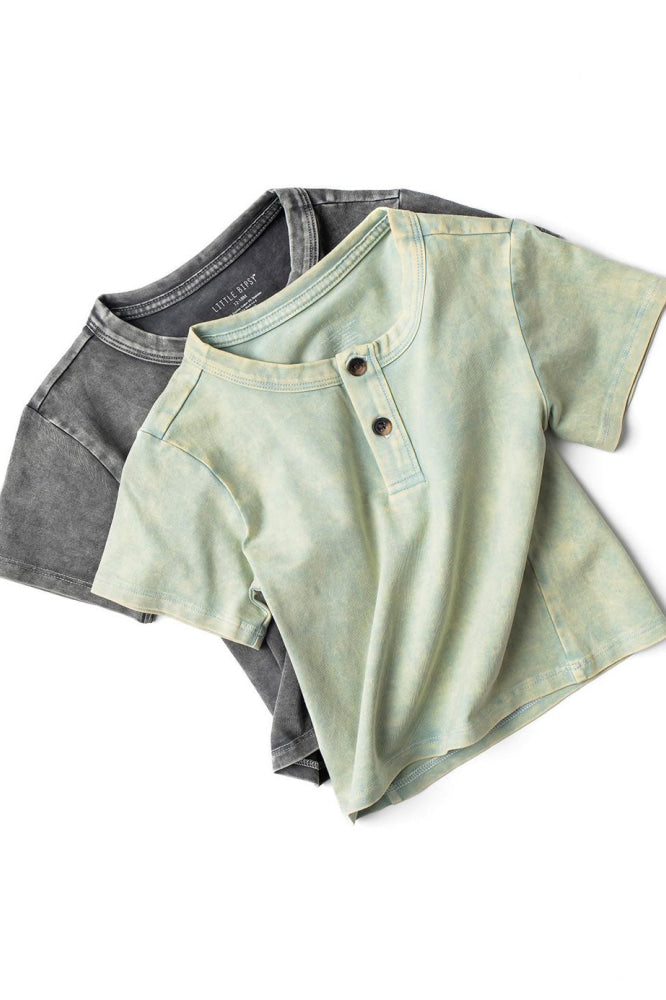 Jersey Henley Tee - Green Wash - T-shirt