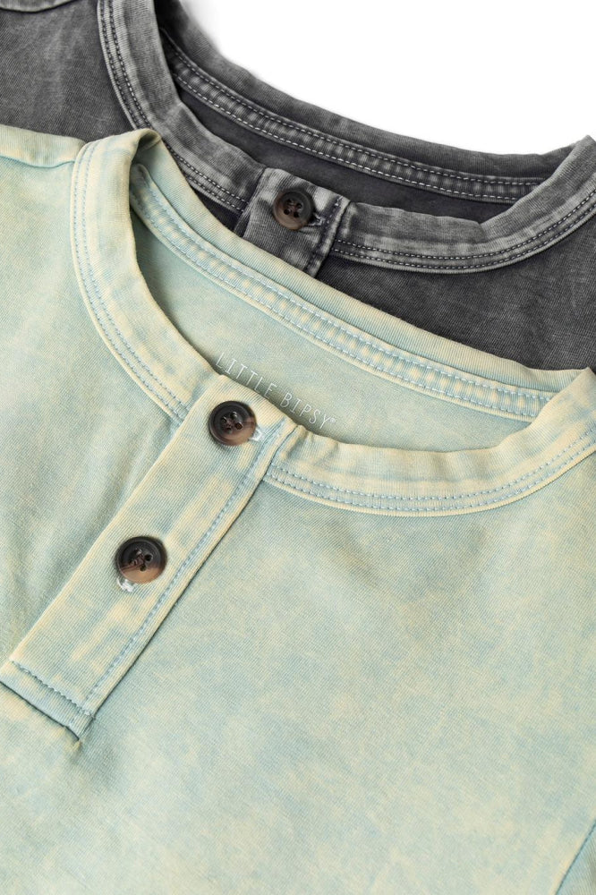 Jersey Henley Tee - Green Wash - T-shirt