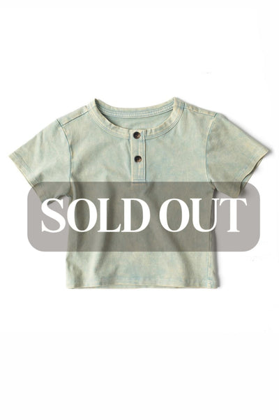 Jersey Henley Tee - Green Wash - T-shirt