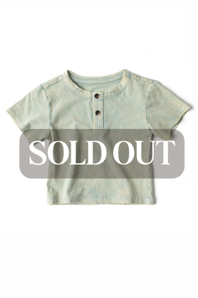 Jersey Henley Tee - Green Wash - T-shirt