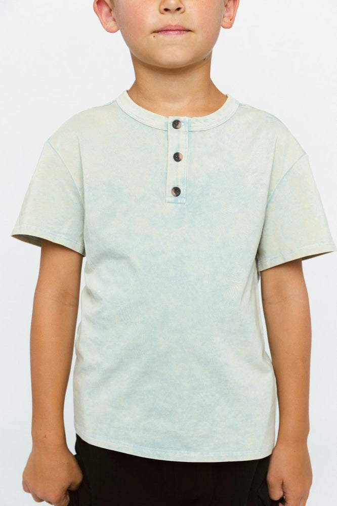 Jersey Henley Tee - Green Wash - T-shirt