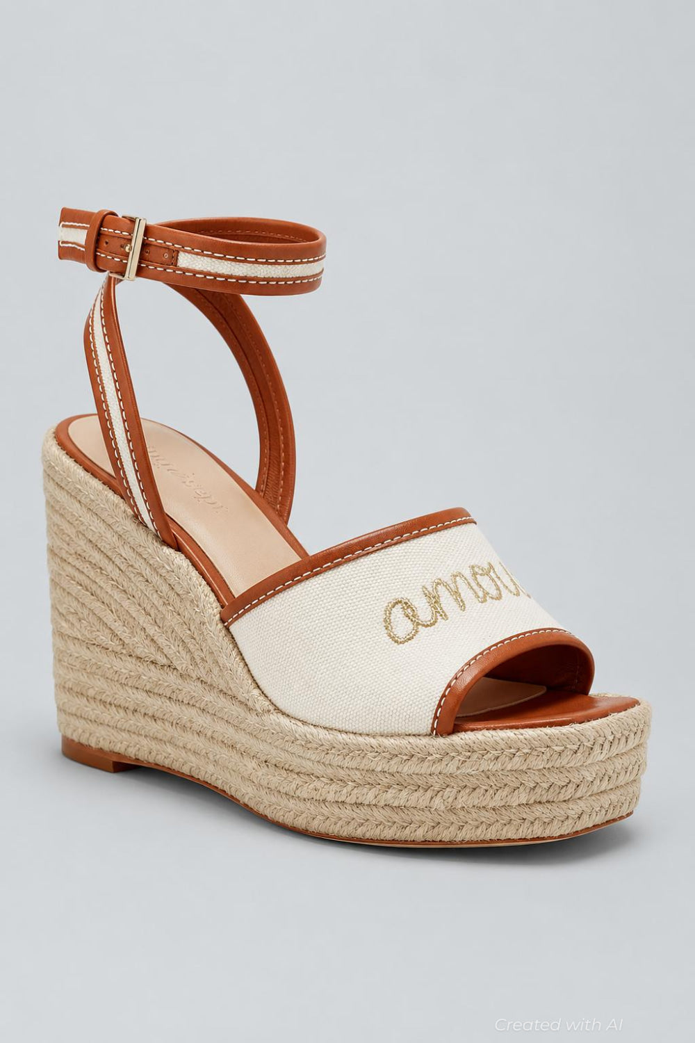 Jesse Canvas Espadrille Wedge Sandals - Natural/Cognac - 10.5 US / 40.5 EU - Flip Flops