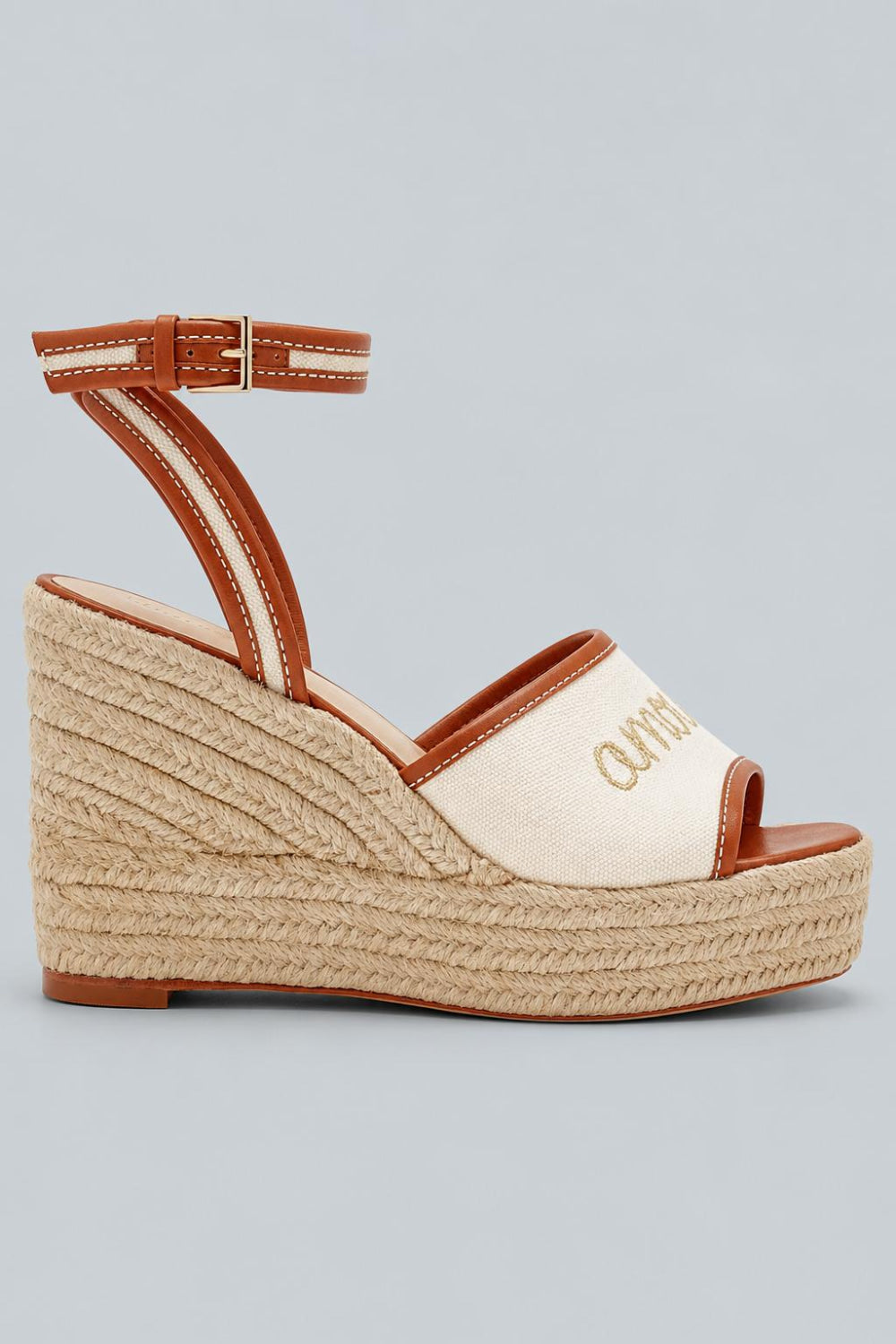 Jesse Canvas Espadrille Wedge Sandals - Natural/Cognac - 10.5 US / 40.5 EU - Flip Flops