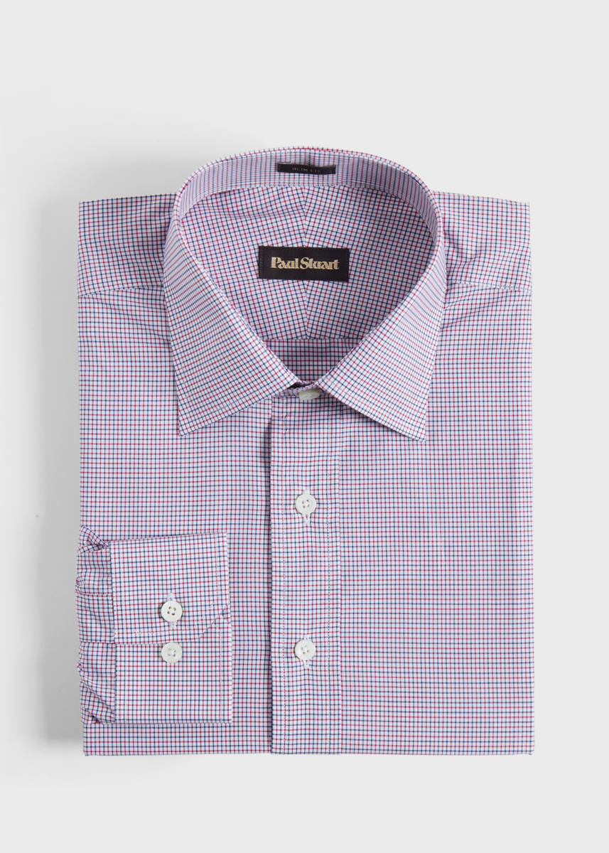 Micro Check Slim Fit Dress Shirt - Red