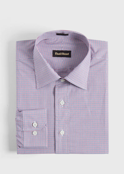 Micro Check Slim Fit Dress Shirt - Red