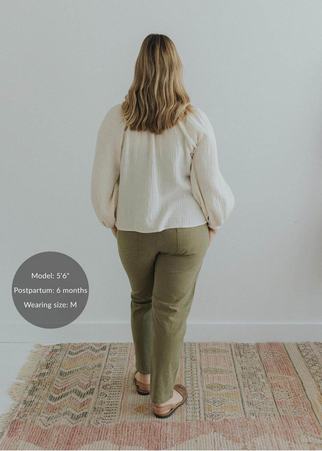 Adult Plus Size Transitional Maternity Smocked Linen Pant - Olive