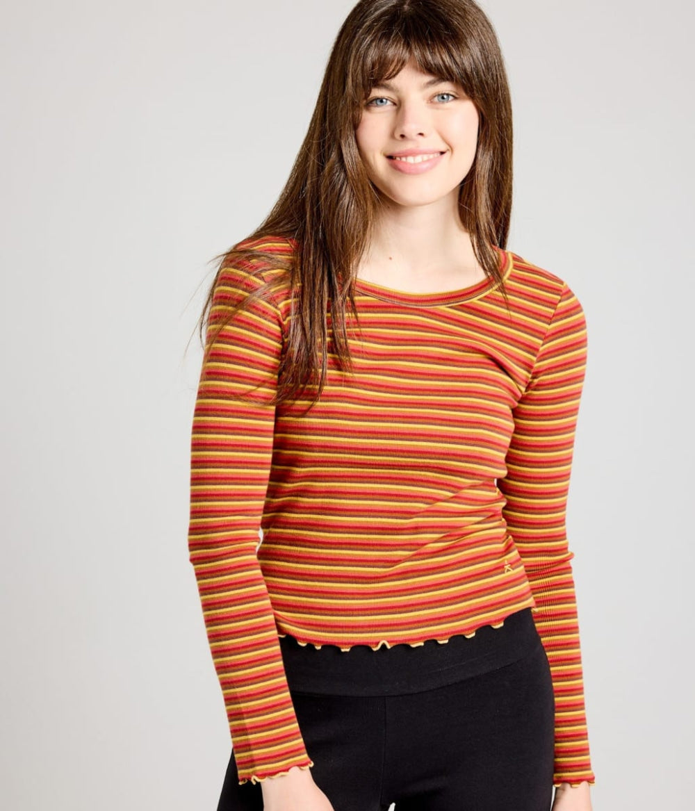 Jill Top - Coral Multi Stripe - Shirt