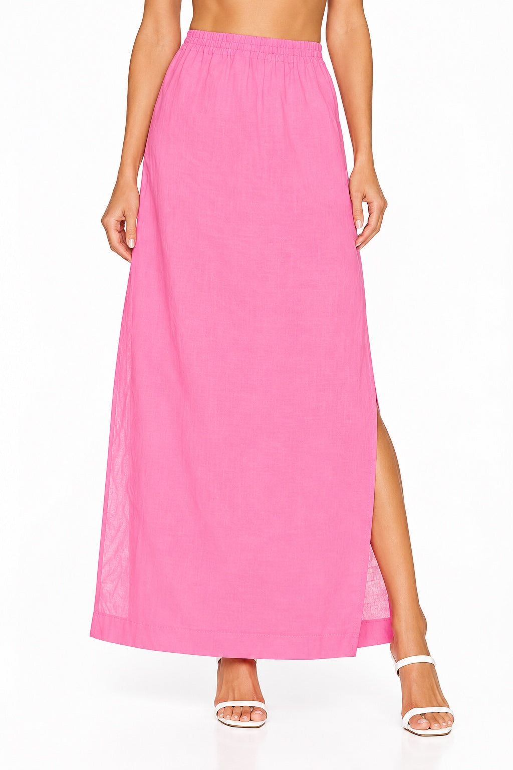 Maxi Skirt With Slits - Hot Pink