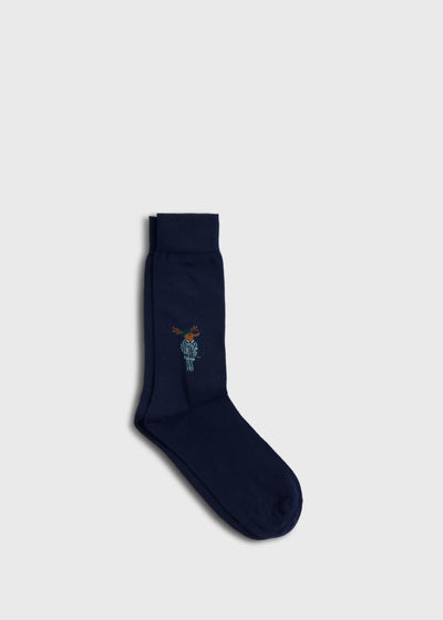 Prancer Holiday Sock - Navy