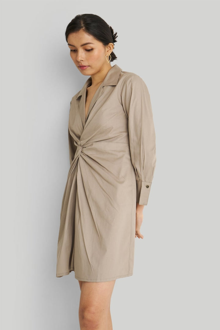 Front Twist Dress - Poplin Ecru