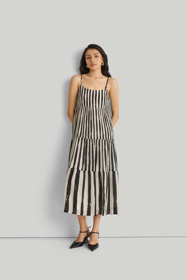 Strappy Tiered Maxi Dress - Striped Down
